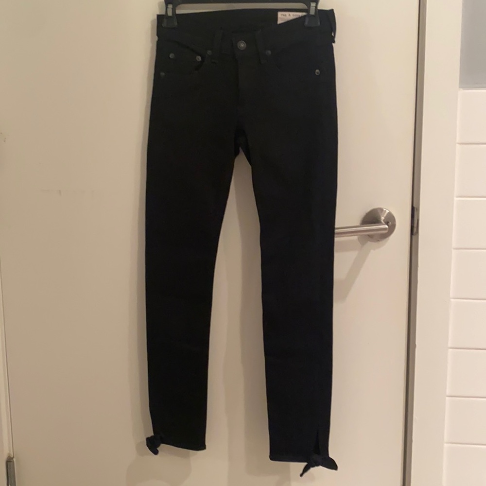 Rag & Bone, black jeans, size 24, tie bottoms